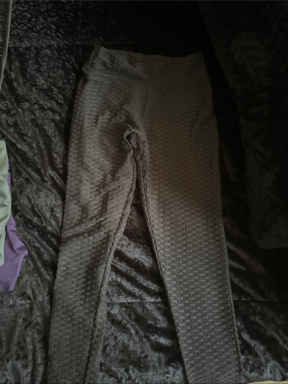 Textured High-Waist Leggings - Gray